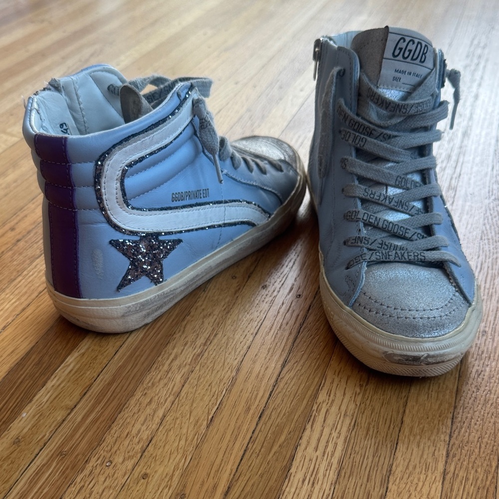 Golden Goose Light Blue and Silver High-Tops